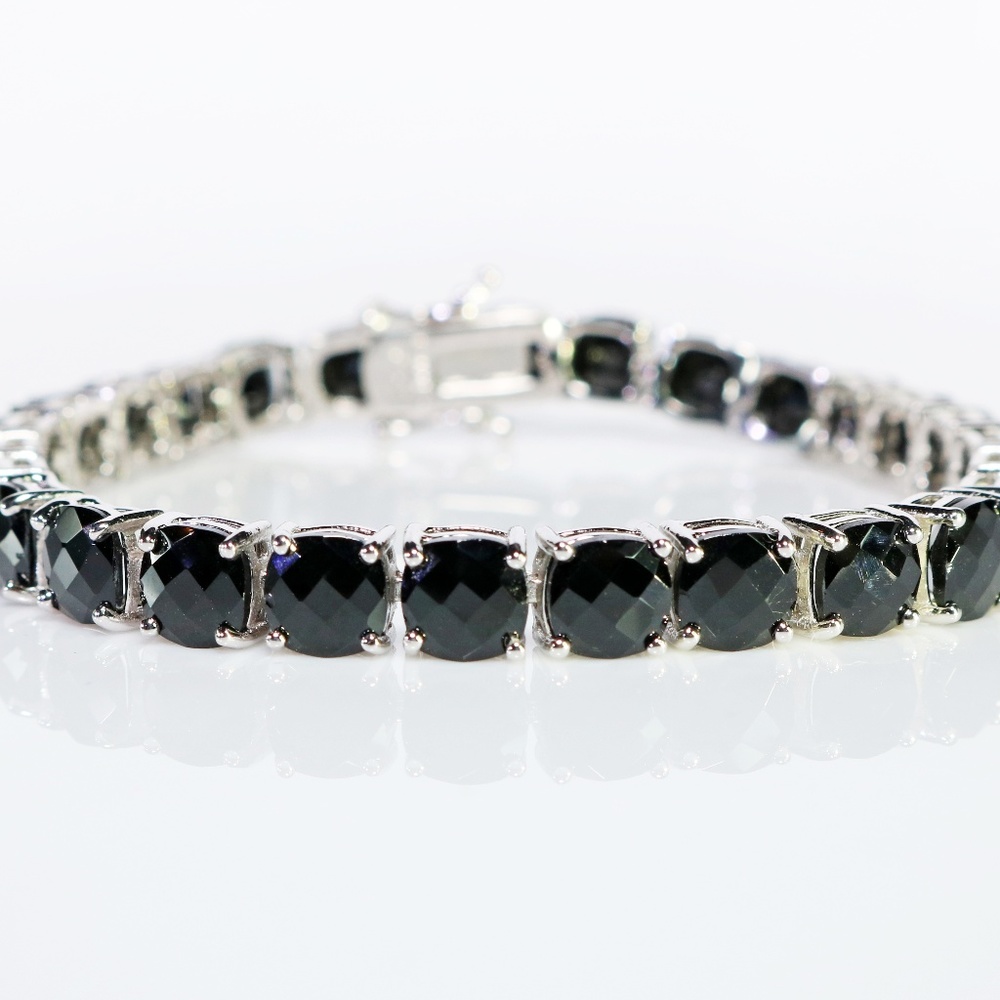 Black Spinel Sterling Silver Bracelet